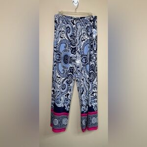 Melissa Paige Elastic Blue and Black Groovy Print Pants Size XL